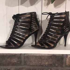 Nine West Black Stiletto Strappy Sandals 7.5